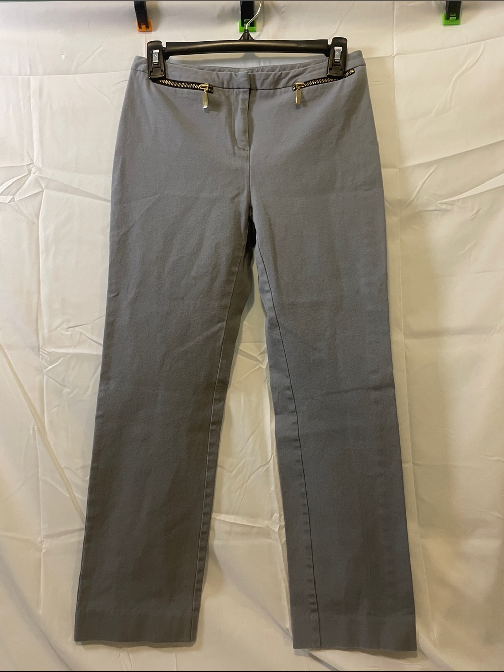 Alfani Straight-Leg Pants in Gray with Zip Details